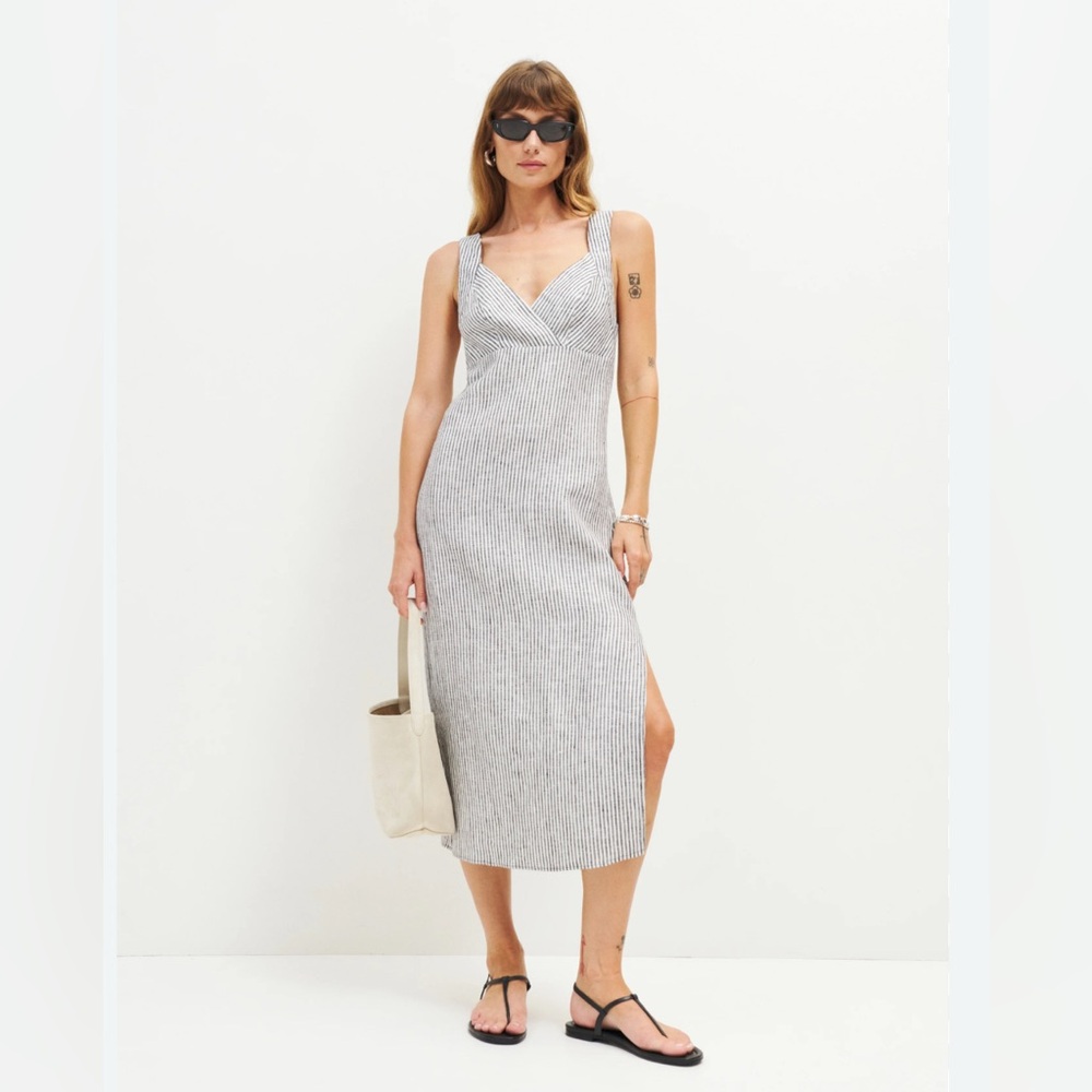 Reformation Allira Linen Dress in vineyard stripe size 6